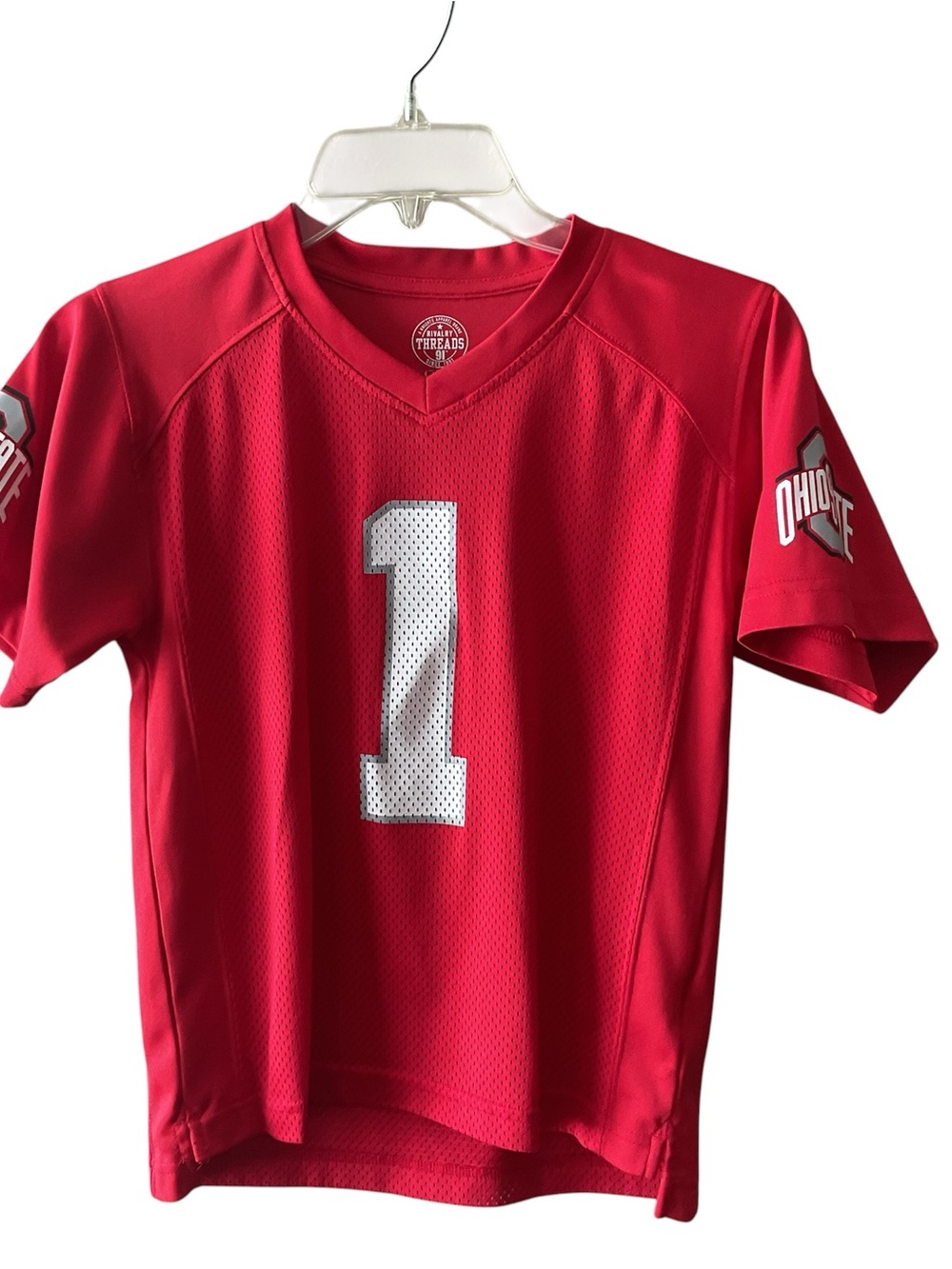 Rivalry Threads Red Ohio state Kids' Football Jersey Top with White Number